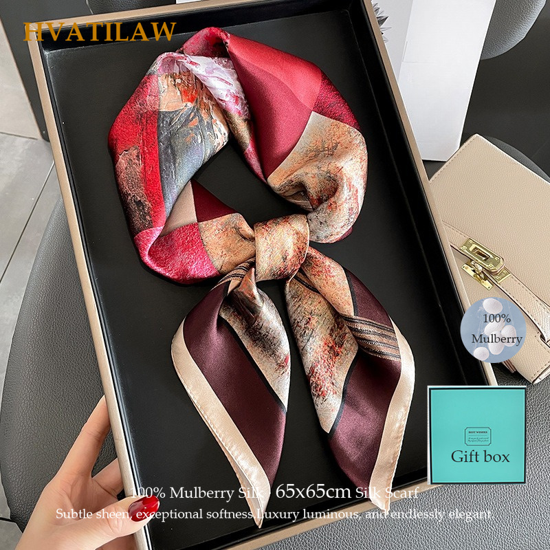 Ascot Neck Scarf - 100% натуральный шелковый квадратный платок для