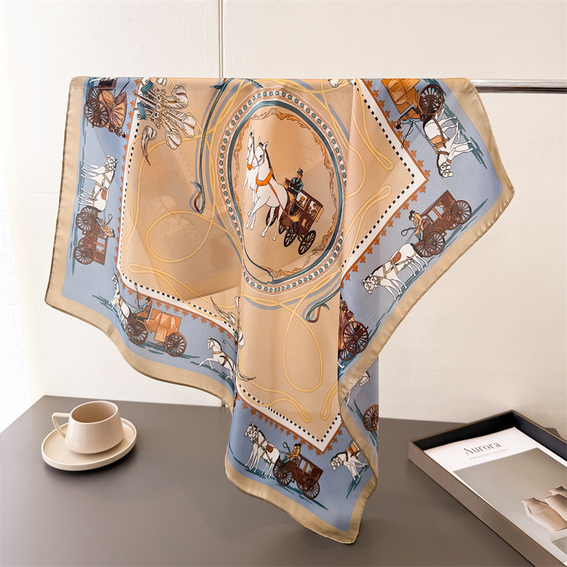 Ascot Neck Scarf - Роскошный шелковый квадратный платок с принтом,