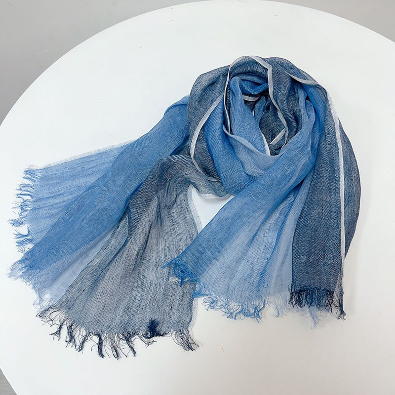 Ascot Neck Scarf - 2024, новый фиолетовый льняной синий шарф,
